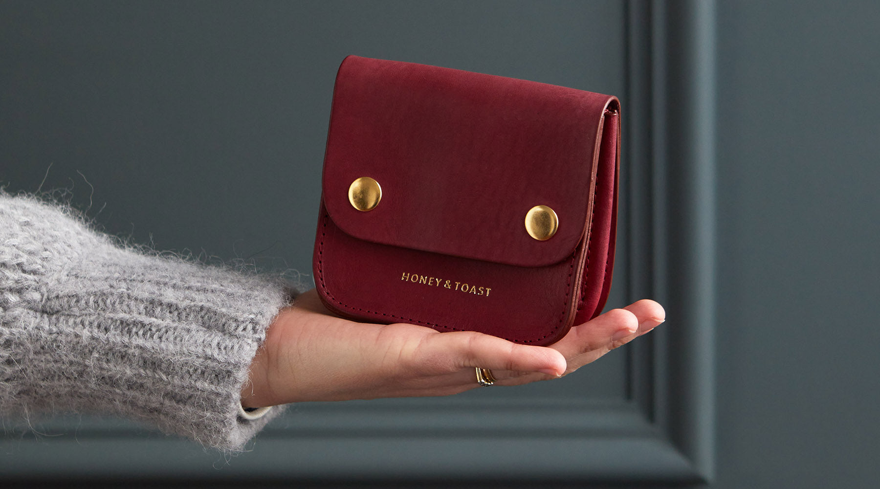 Honey and Toast conker colour leather purse with zipper