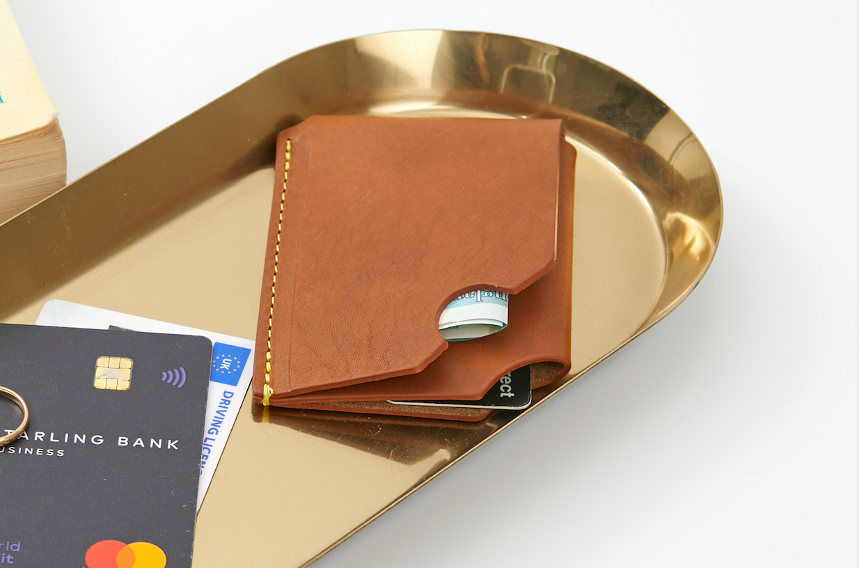 Honey and Toast tan leather card holder for men