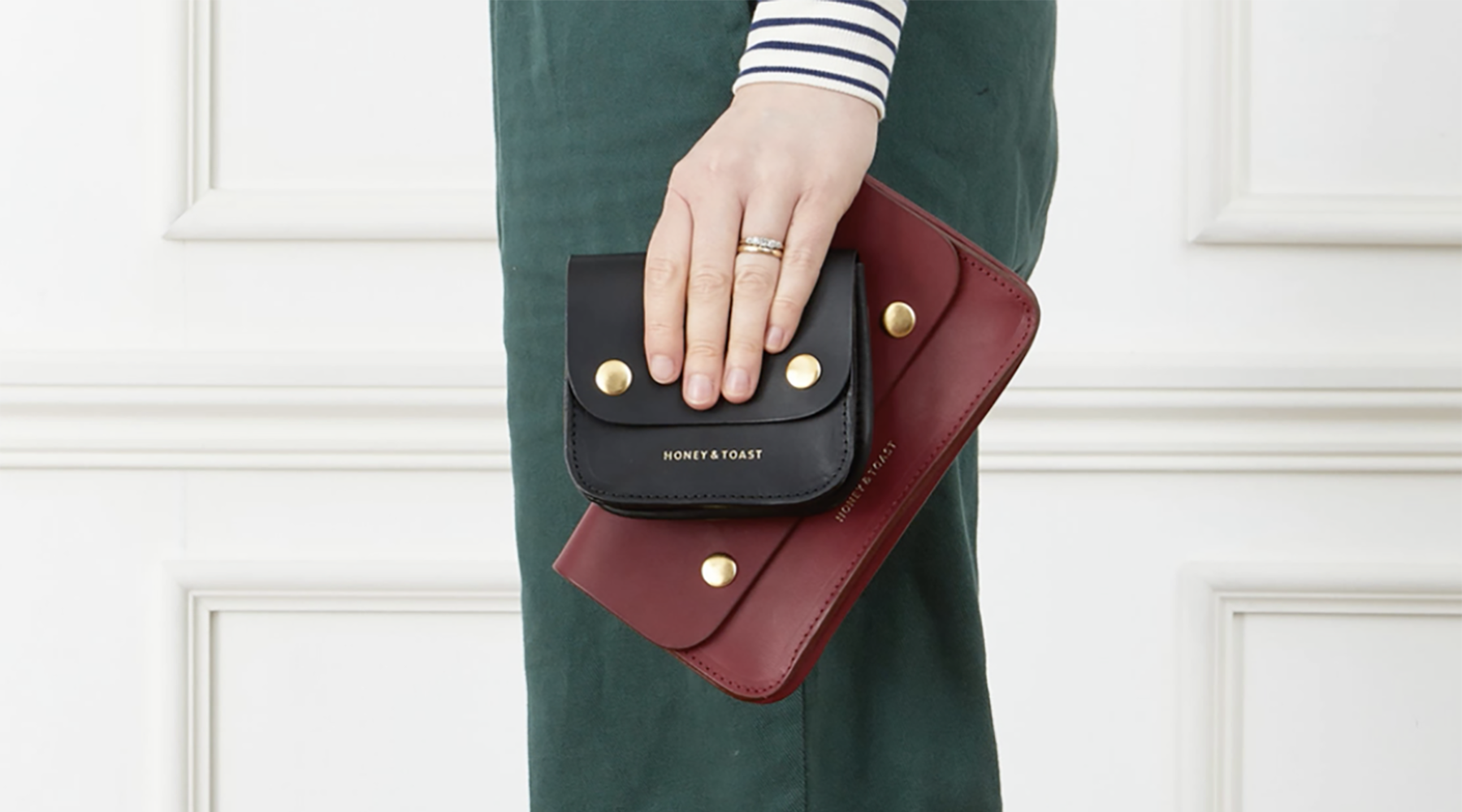 Honey and Toast leather purse, zip top cosmetic and wallet