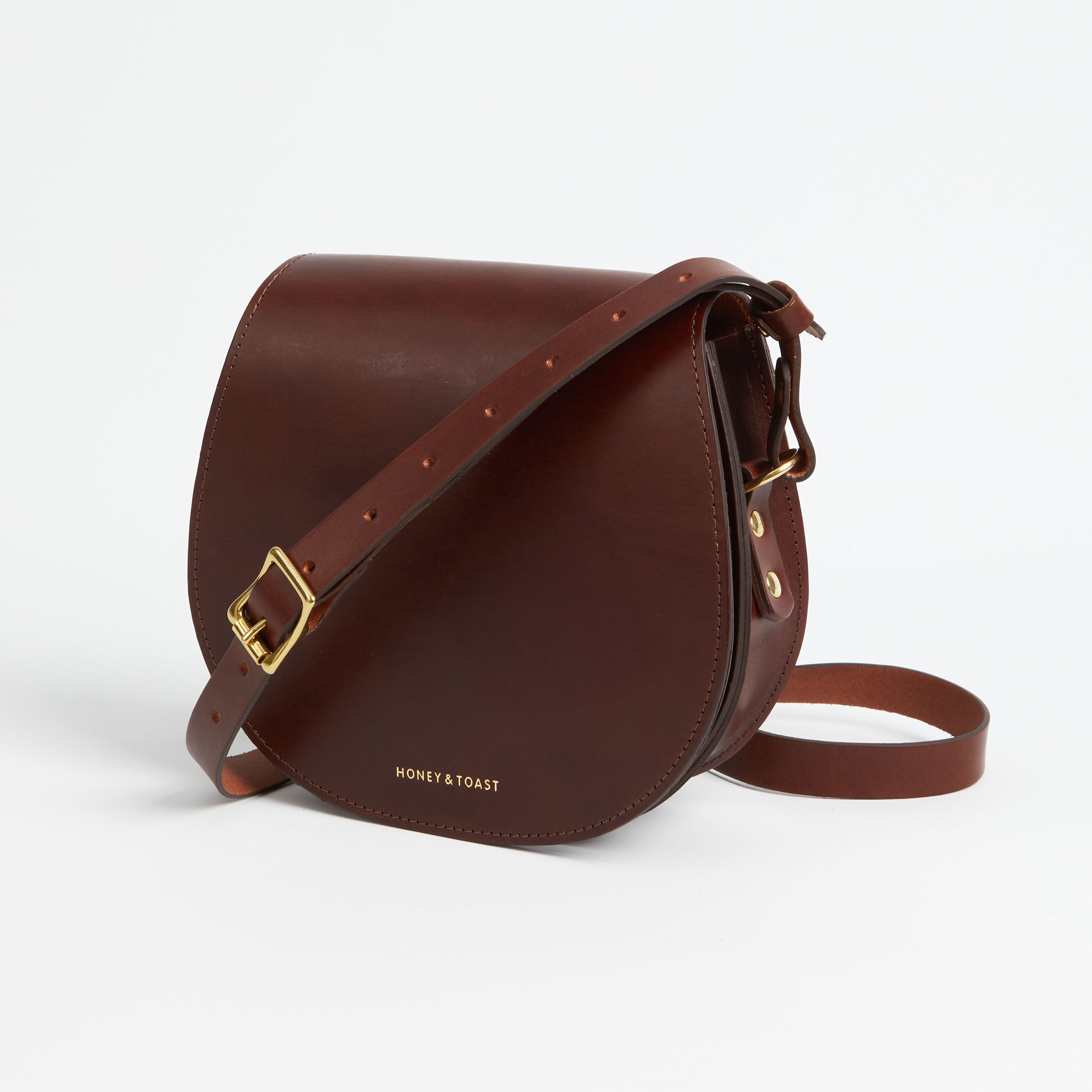 Honey and Toast Leather handbag Etter saddlebag conker