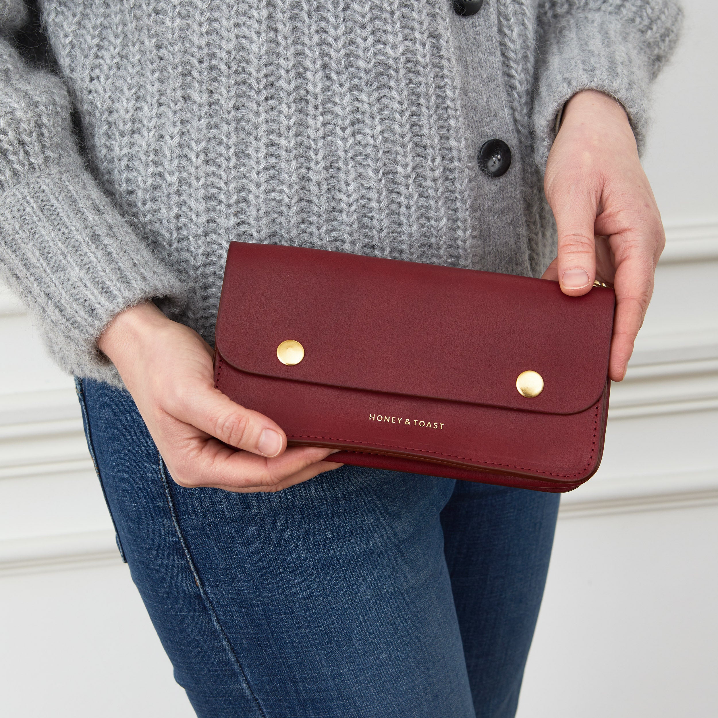 Honey and Toast leather purse Flora purse raspberry pink