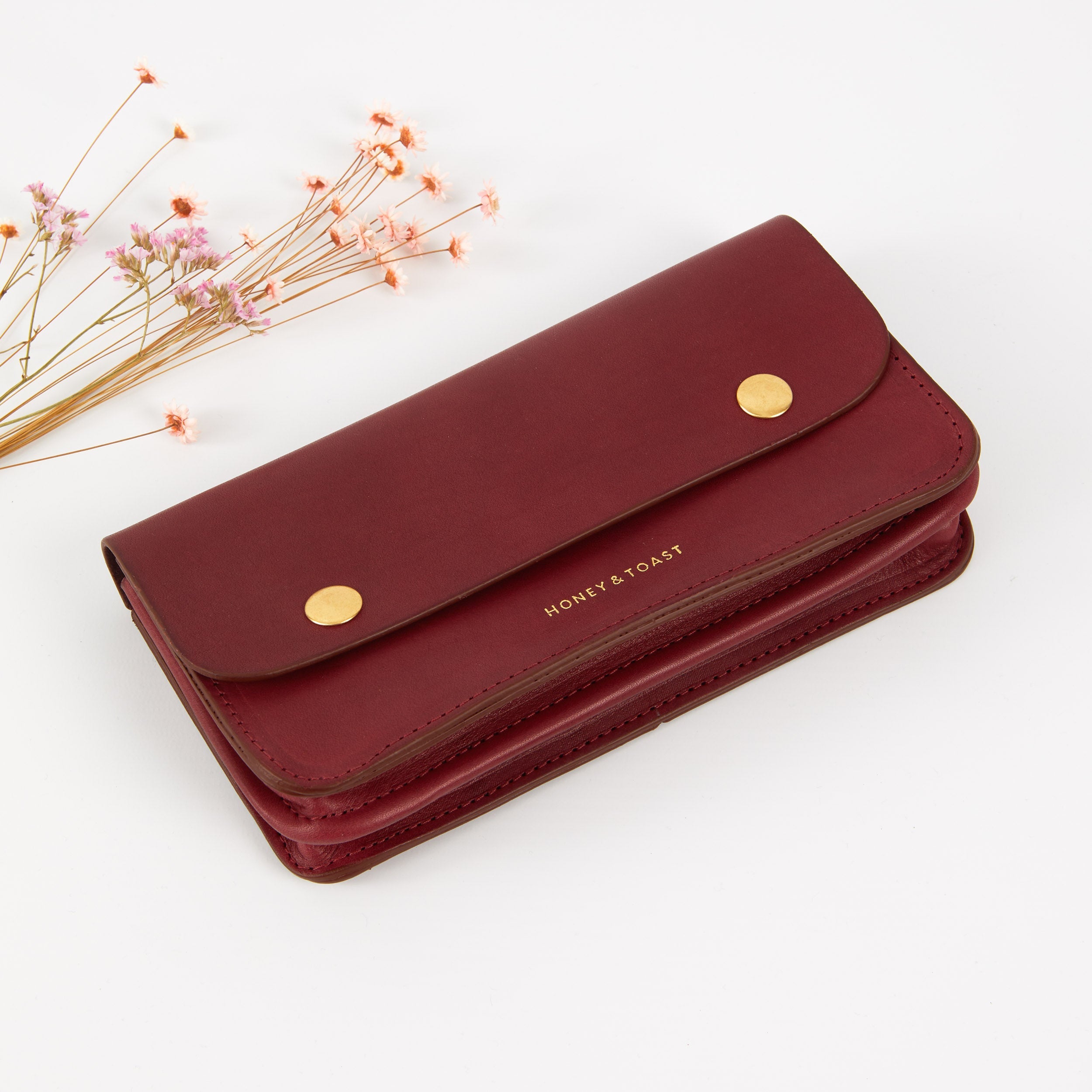 Honey and Toast leather purse Flora purse raspberry pink