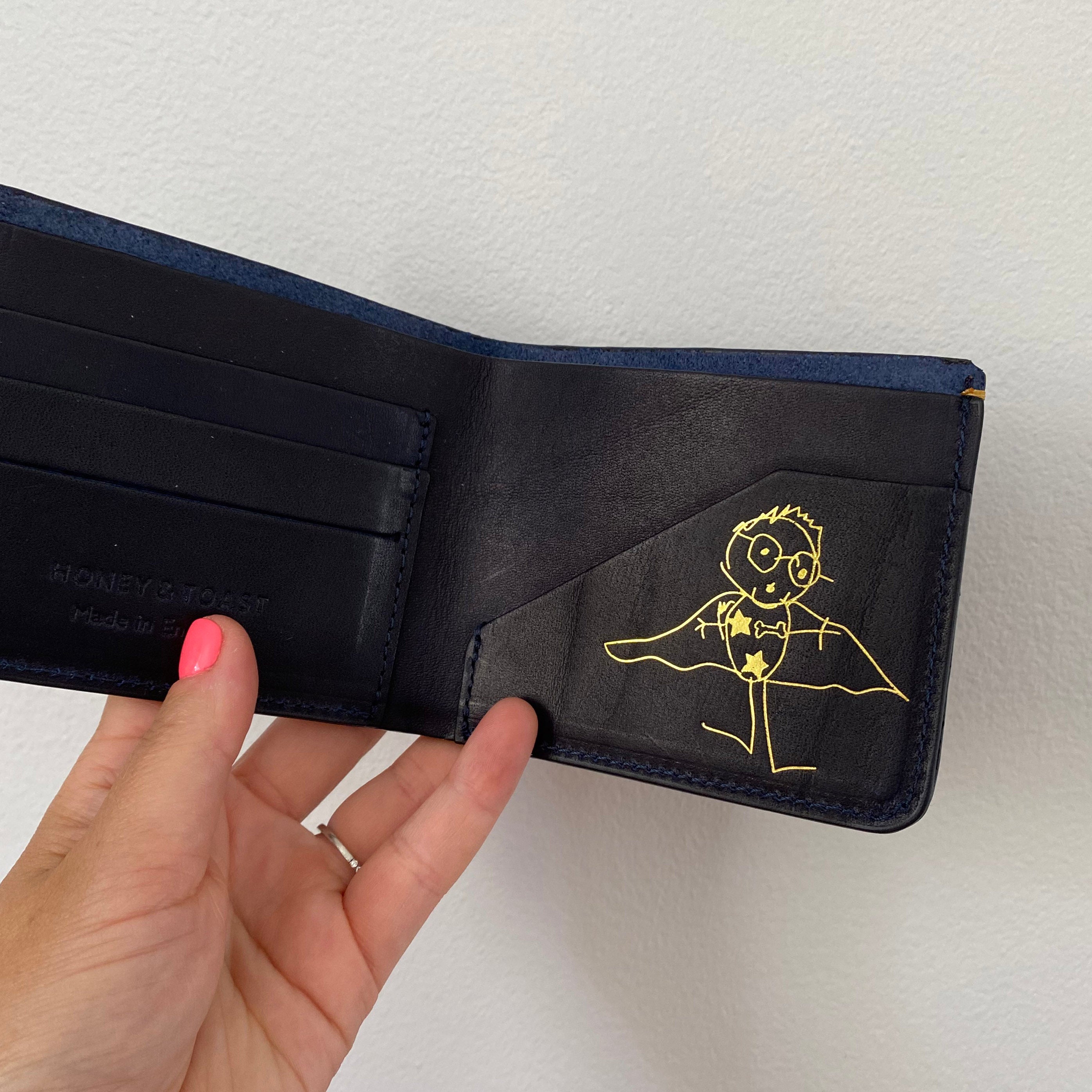 Honey and Toast Mens leather wallet Mens billfold wallet with personalisation