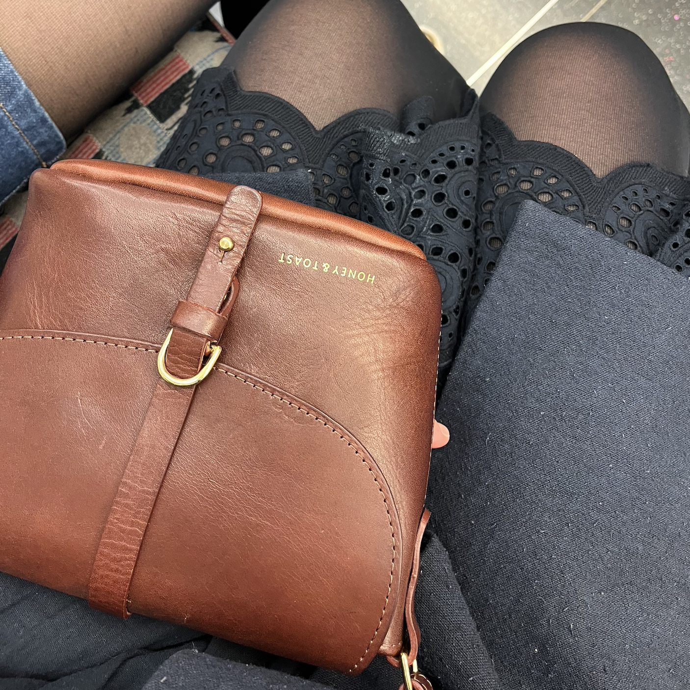 Honey and Toast women's leather handbag Audrey bag conker