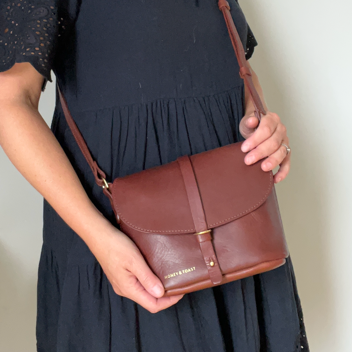 Honey and Toast women's leather handbag Audrey bag conker