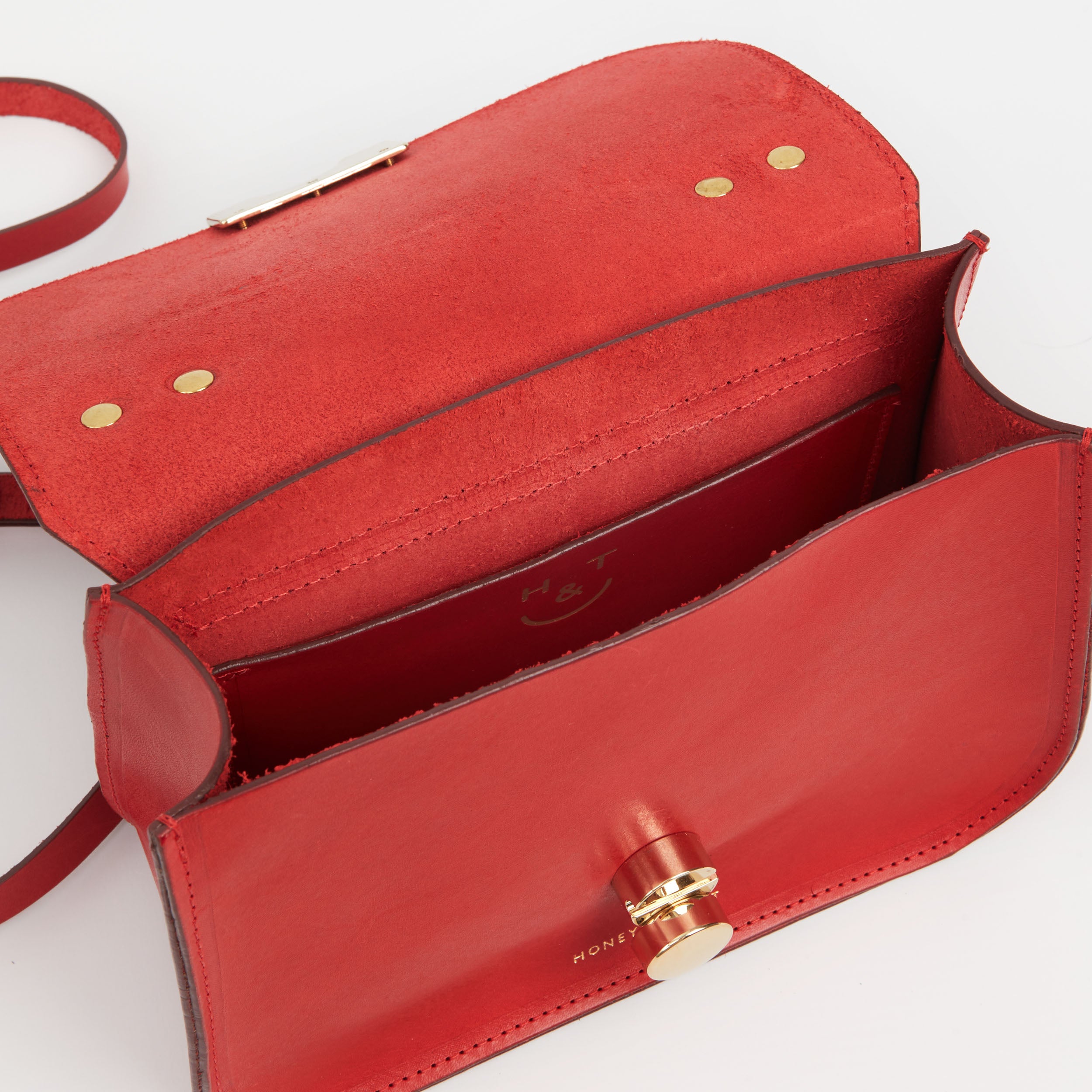 Honey and Toast women's leather handbag Ava satchel red including personalisation