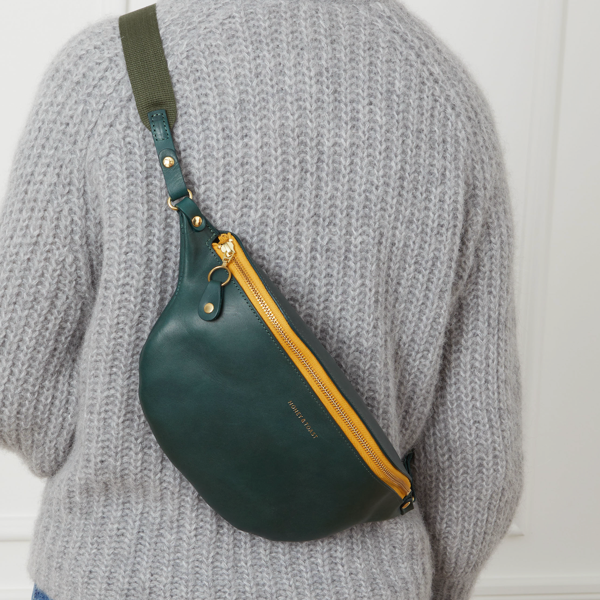 Honey and Toast women's leather handbag Frances sling bag pine