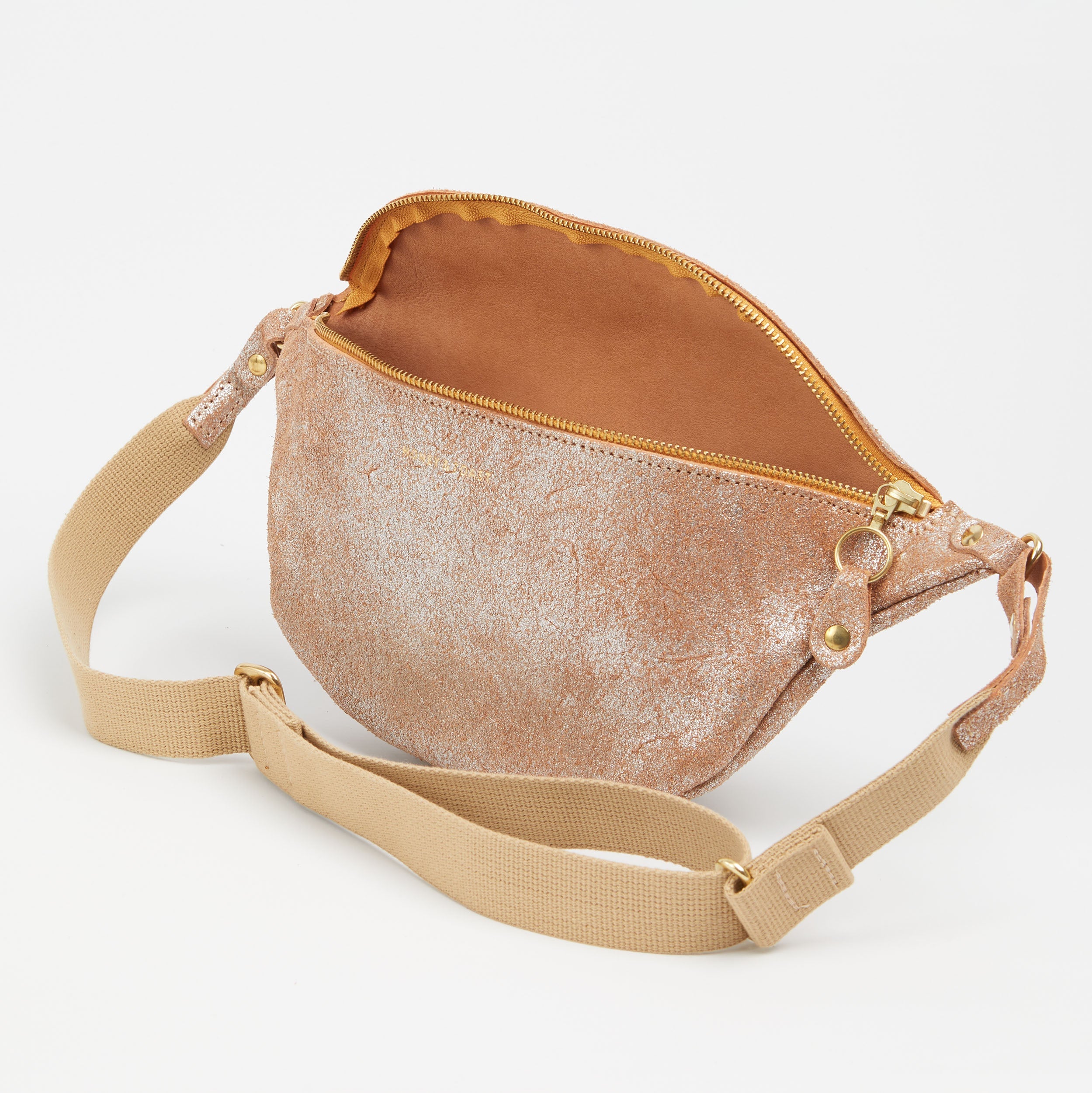 Honey and Toast women's leather handbag Frances sling bag warm silver