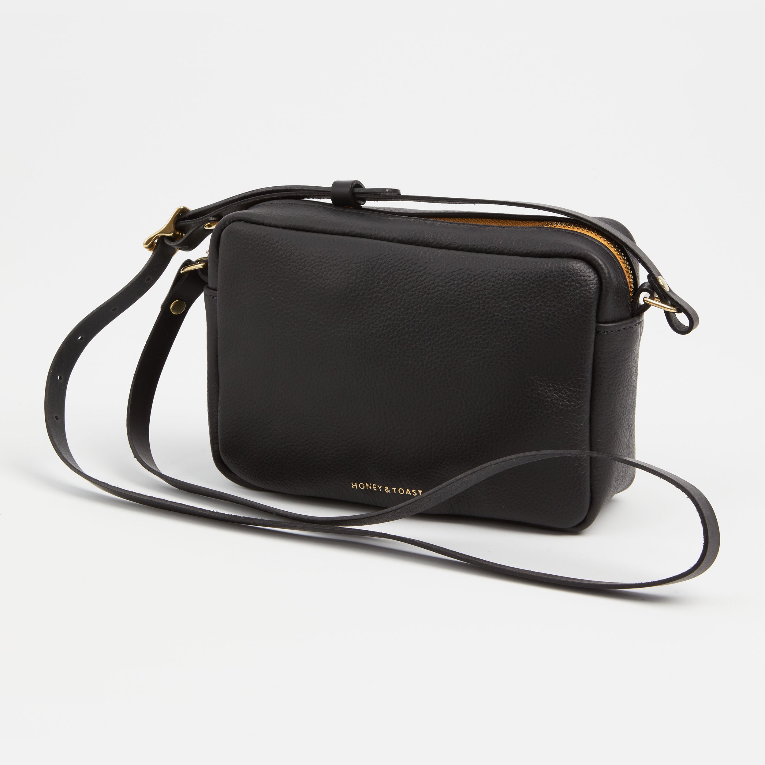 Honey and Toast women's leather handbag Katie zip camera bag black