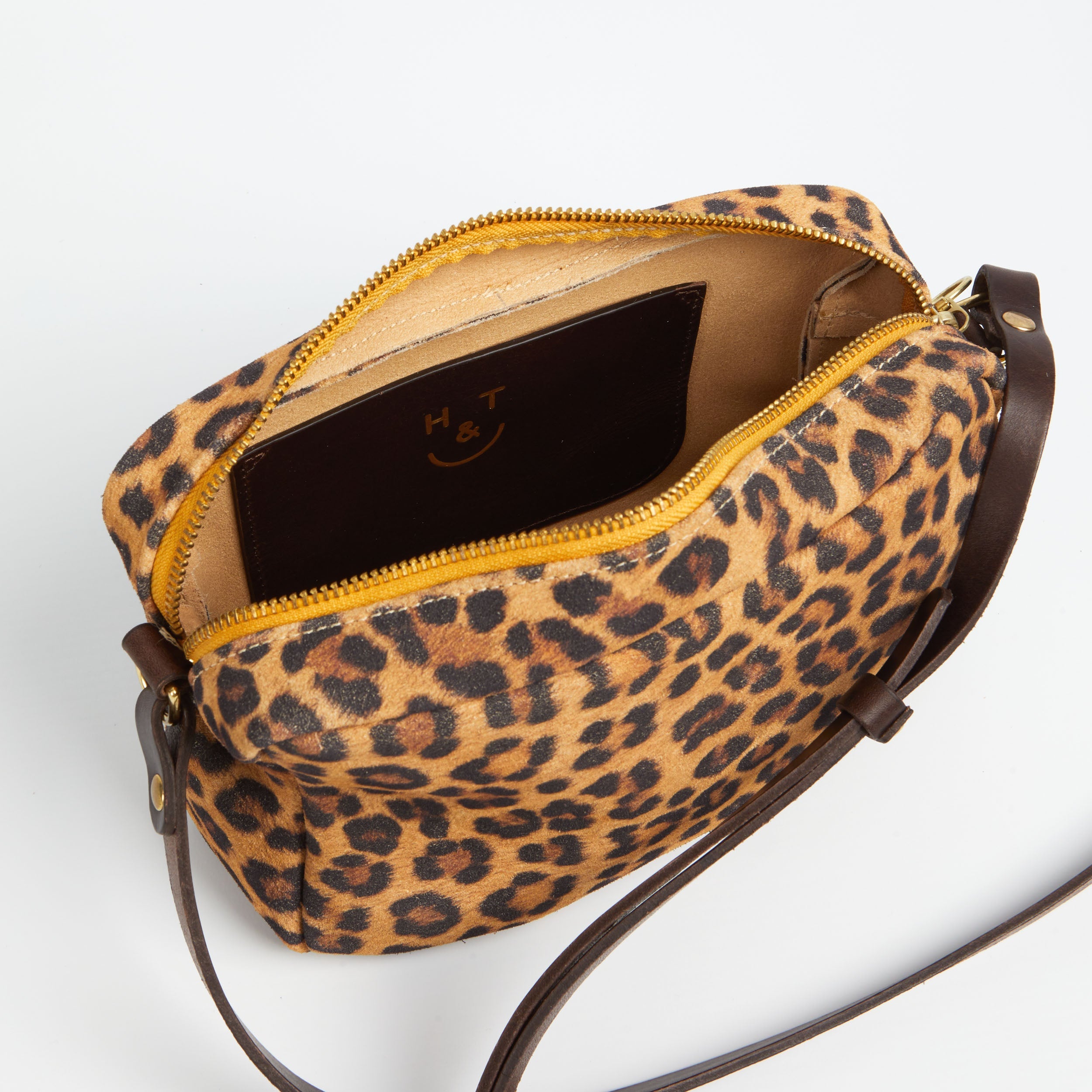 Honey and Toast women's leather handbag Katie zip camera bag leopard