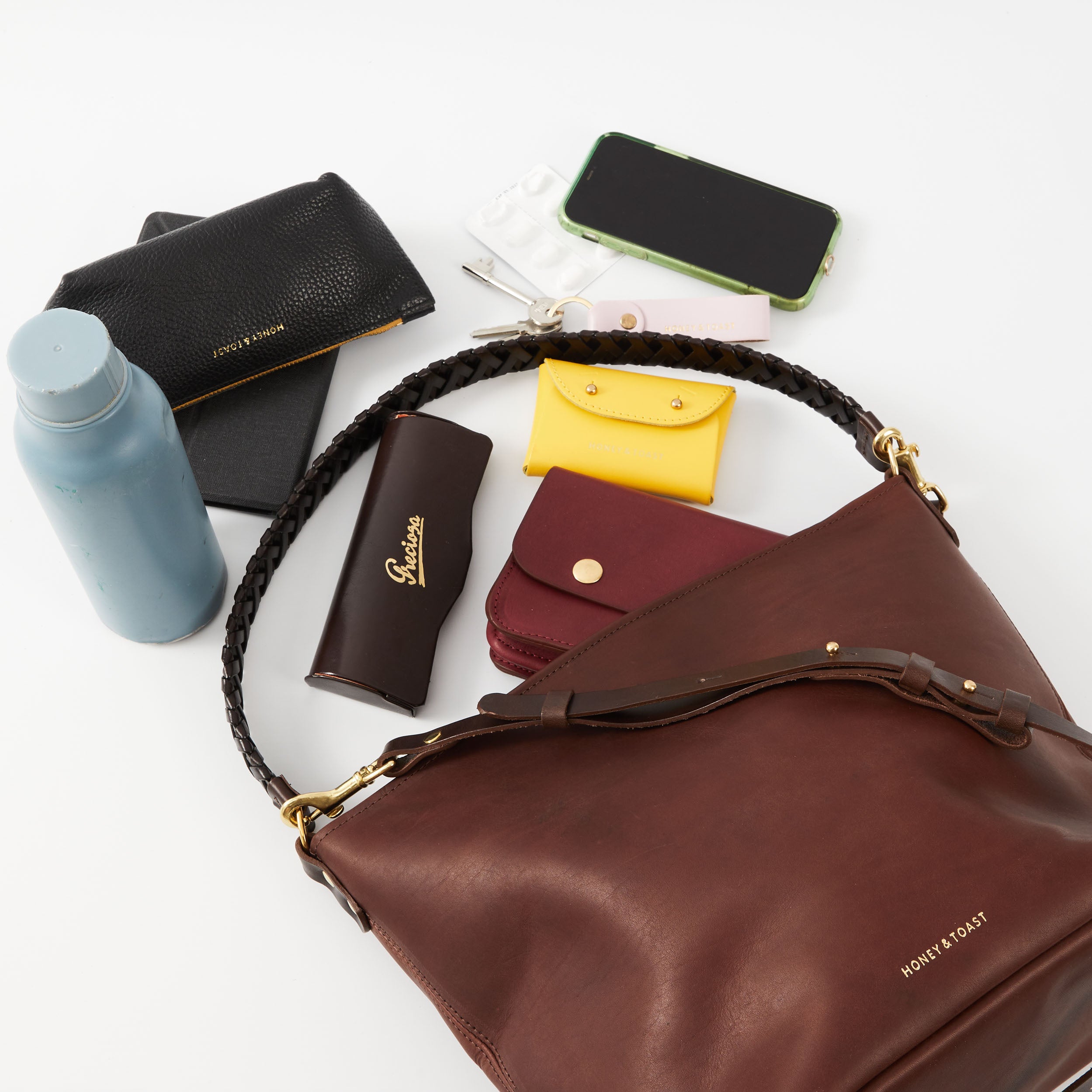 Honey and Toast women's leather handbag Libby hobo shoulder bag conker