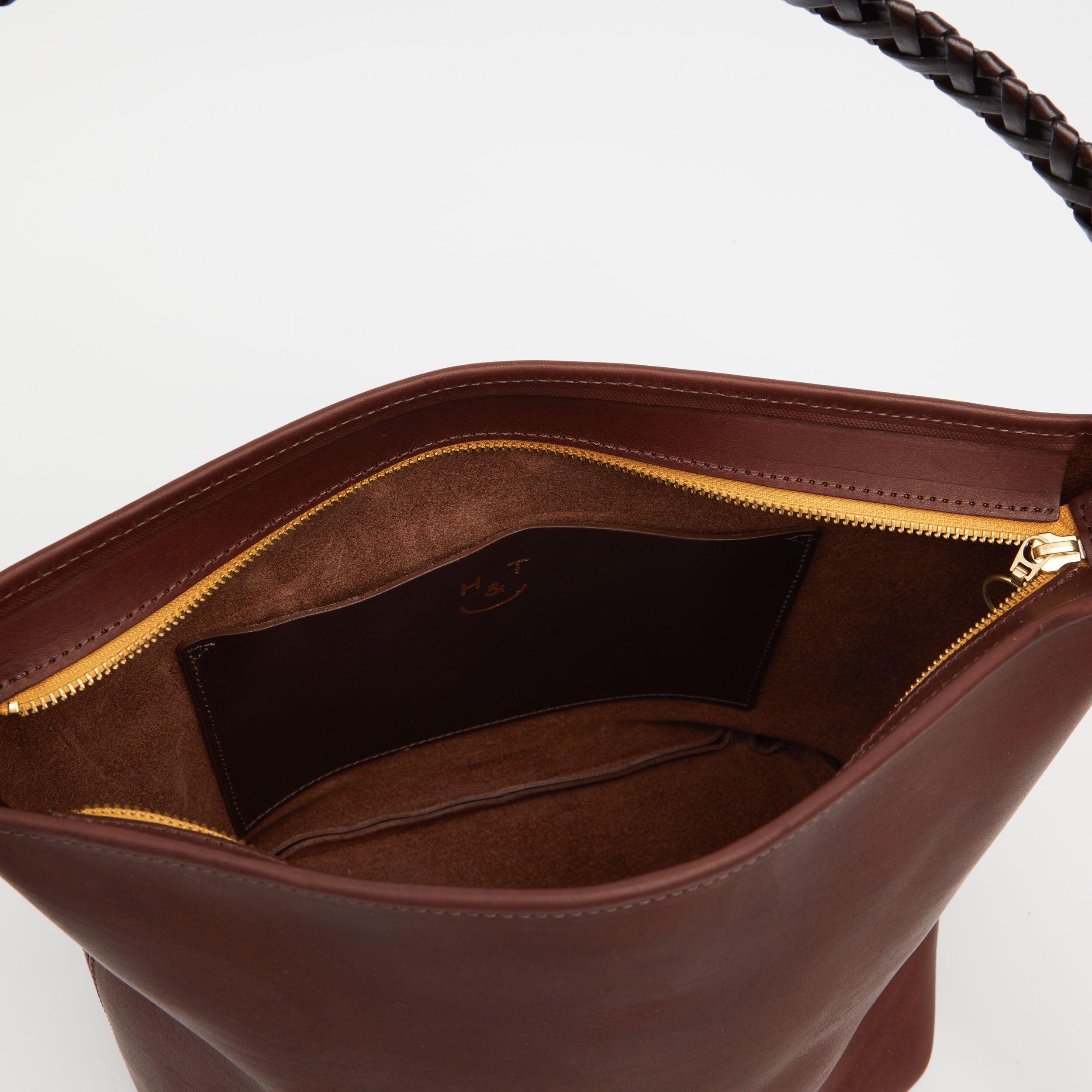 Honey and Toast women's leather handbag Libby hobo shoulder bag conker