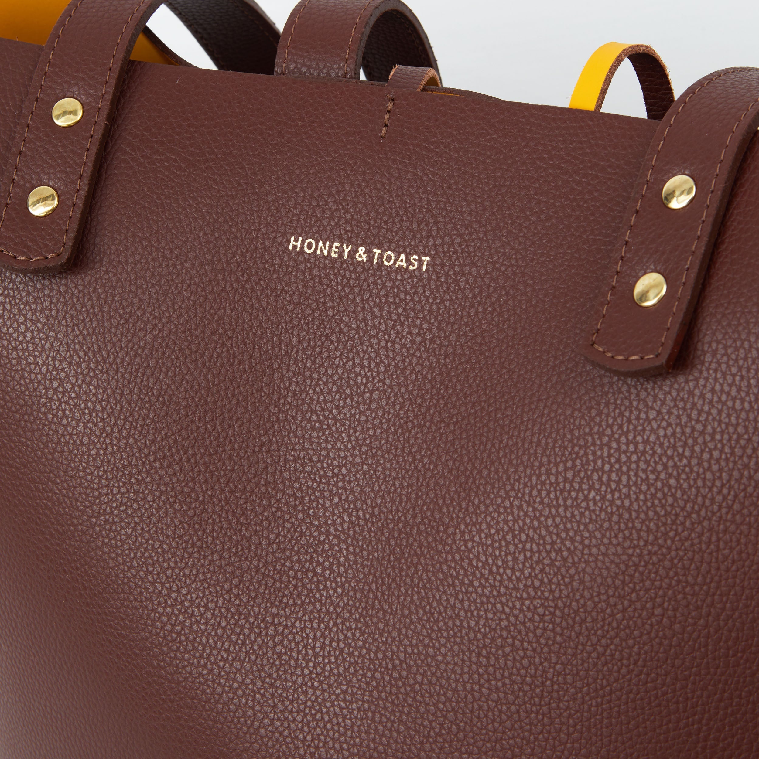 Honey and Toast women's leather handbag Russet tote bag tan and yellow