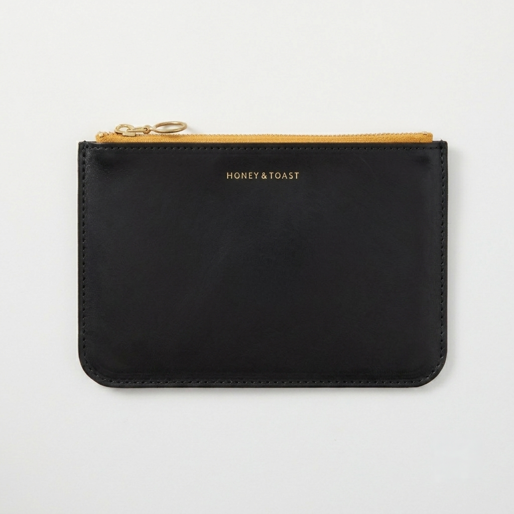 Honey and Toast women's leather purse Bailey zip top pouch black