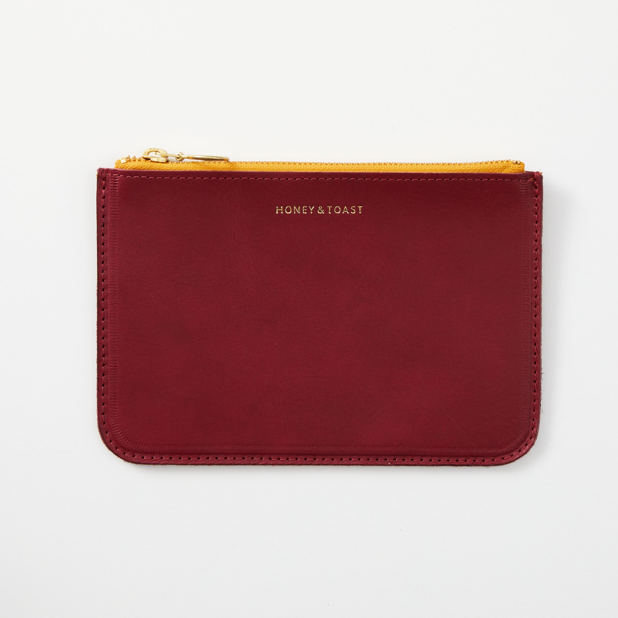 Honey and Toast women's leather purse Bailey zip top pouch raspberry pink