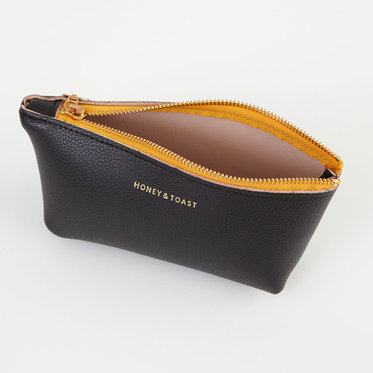 Honey and Toast women's leather purse Cora zipped case black and pink
