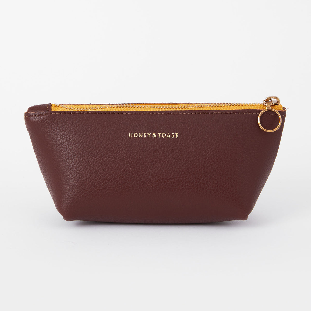 Honey and Toast women's leather purse Cora zipped case conker and yellow