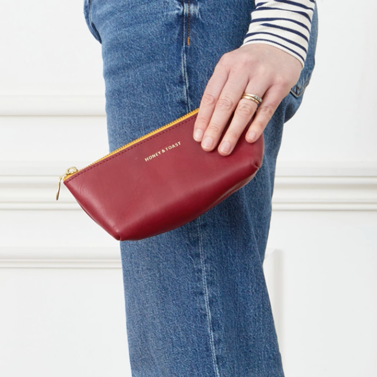 Honey and Toast women's leather purse Cora zipped case raspberry pink