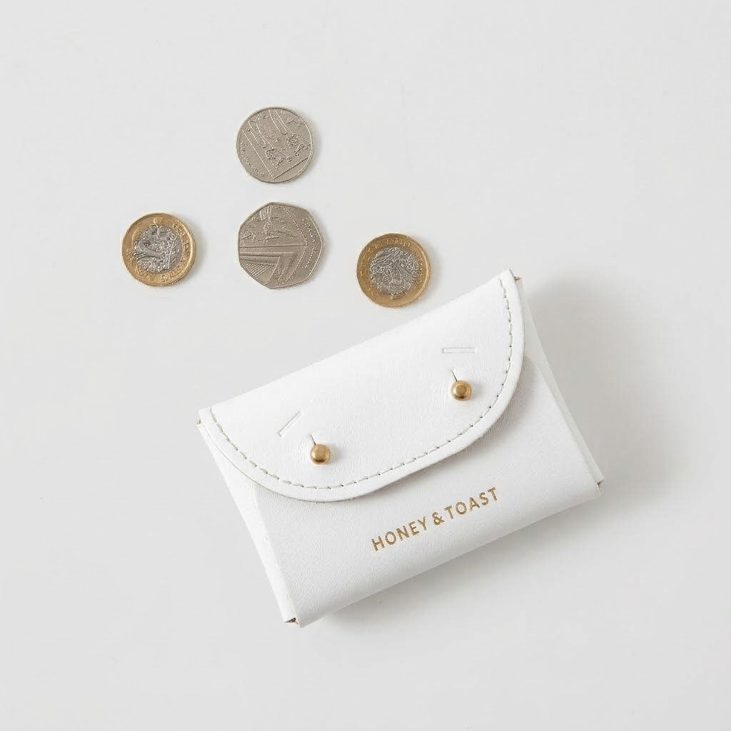 Honey and Toast women's leather purse Jester card holder chalk white