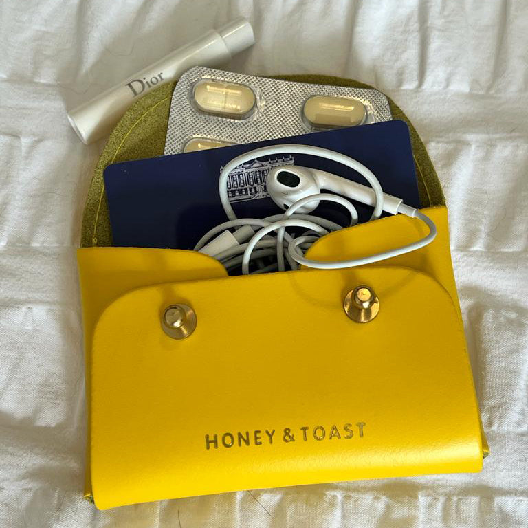 Honey and Toast women's leather purse Jester card holder sun yellow