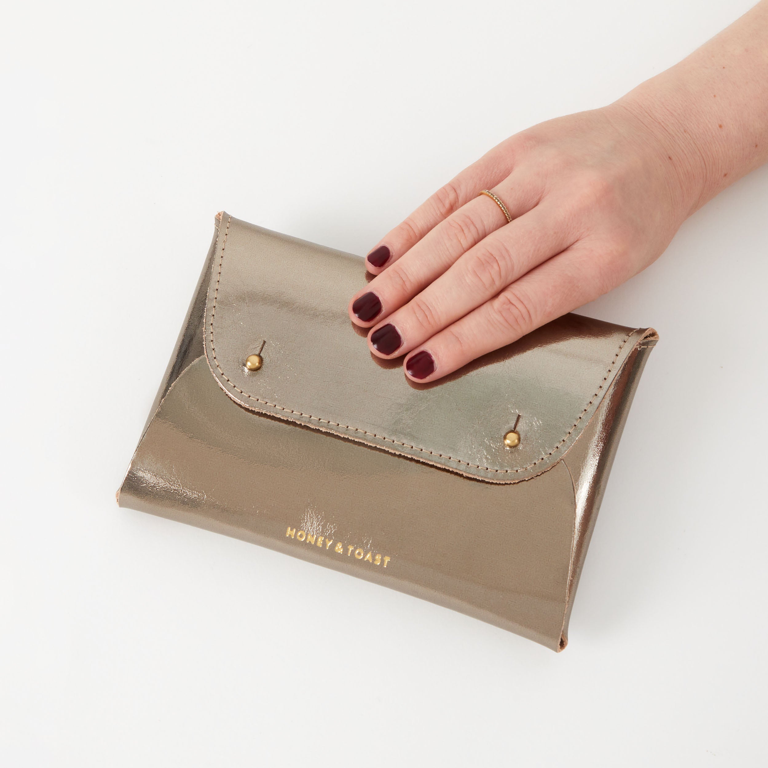 Honey and Toast women's leather purse Jester organiser platinum