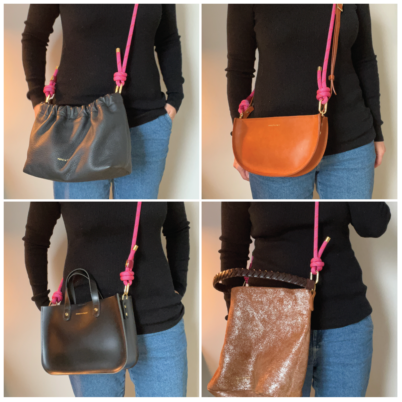 Honey & Toast Chain handle for handbag Rope handle bright pink