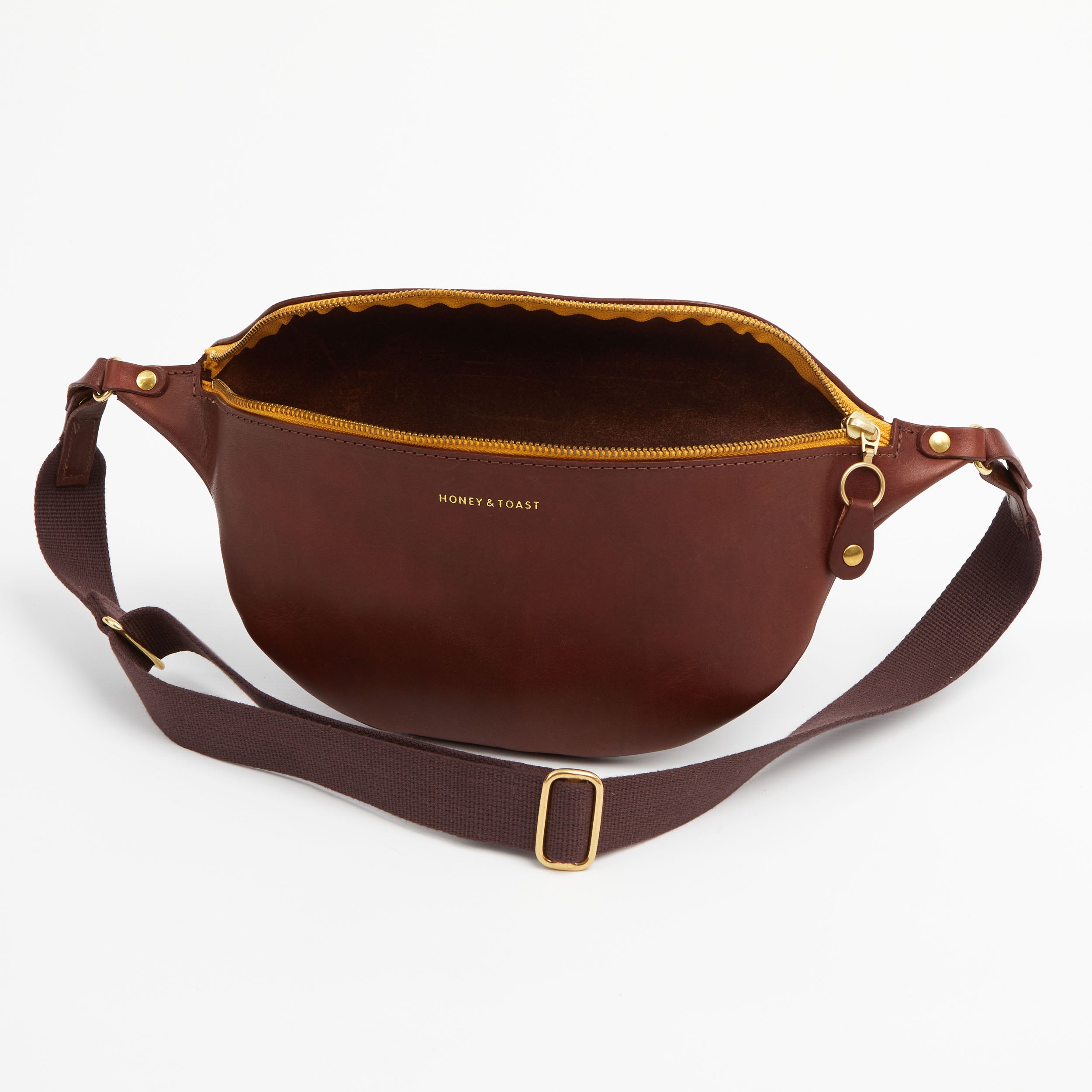 https://www.honeyandtoast.co.uk Frances bum bag conker