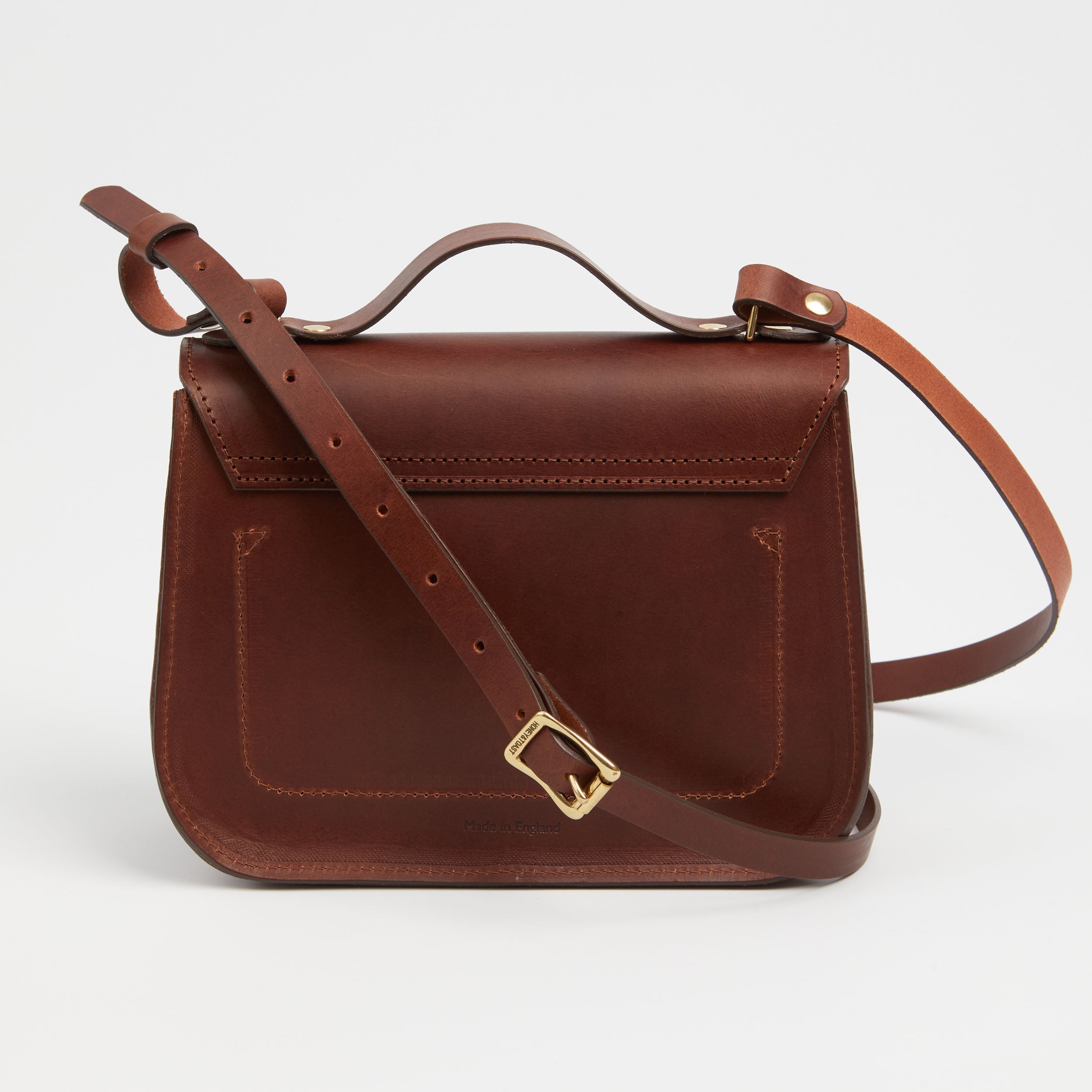 https://www.honeyandtoast.co.uk women's leather handbag Ava satchel conker