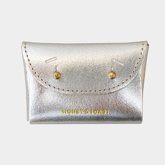 https://www.honeyandtoast.co.uk women's leather purse Jester card holder silver SAMPLE SALE
