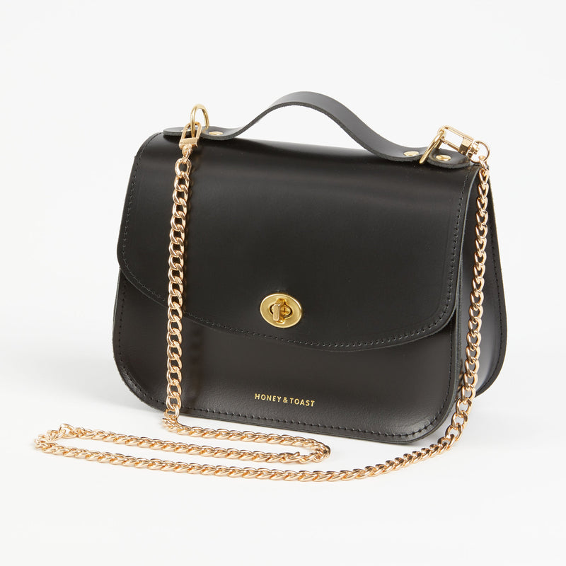 https://www.honeyandtoast.co.uk women's leather handbag Ava satchel black