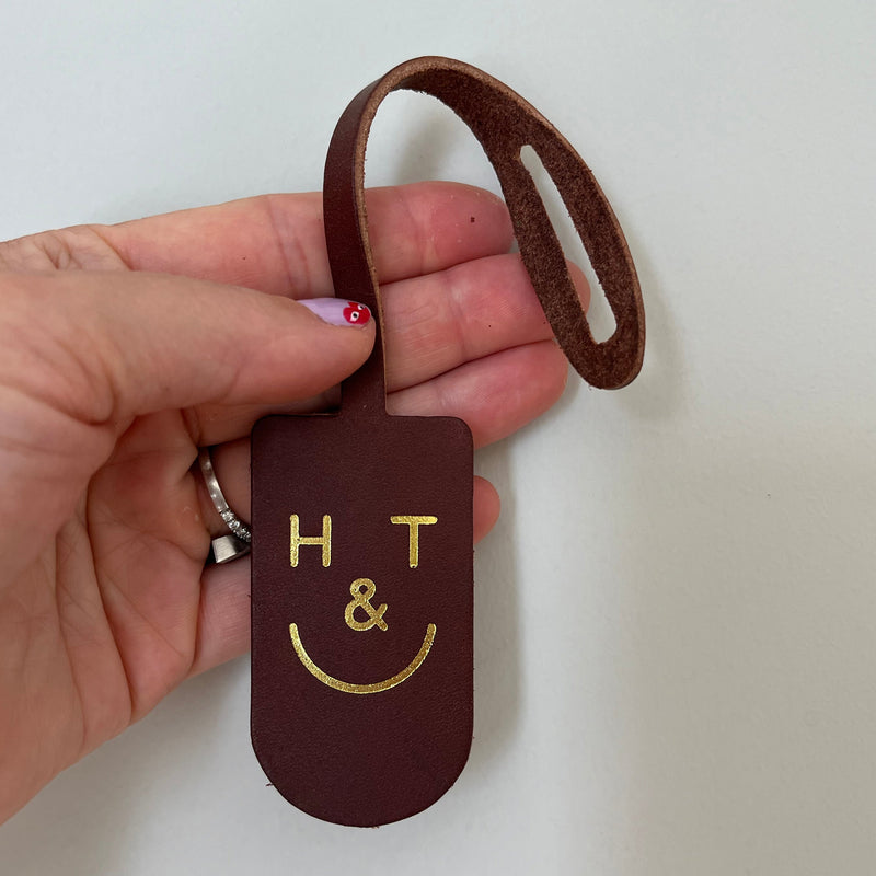 Honey and Toast Leather tag Leather H&T tag conker