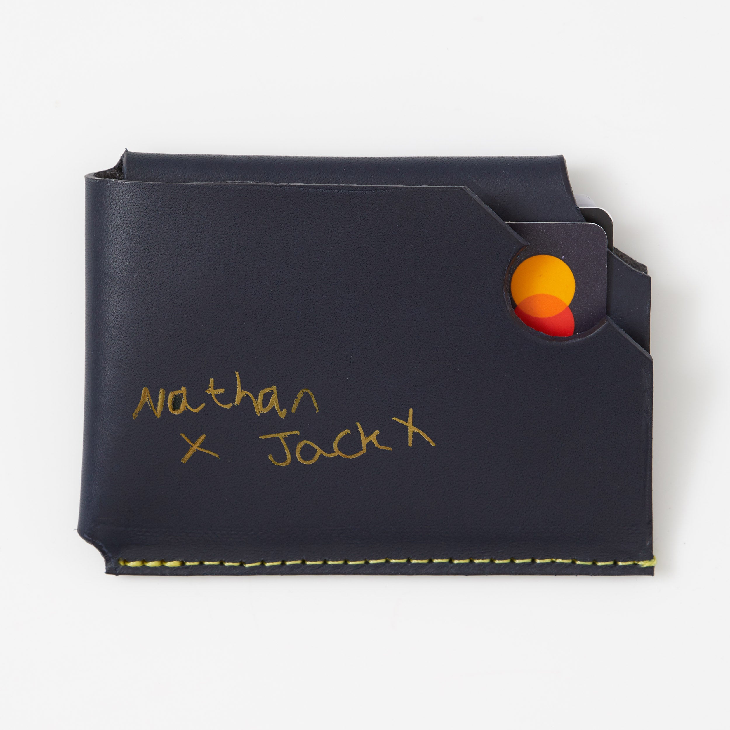 Honey and Toast Mens leather wallet Ted cardholder navy with personalisation