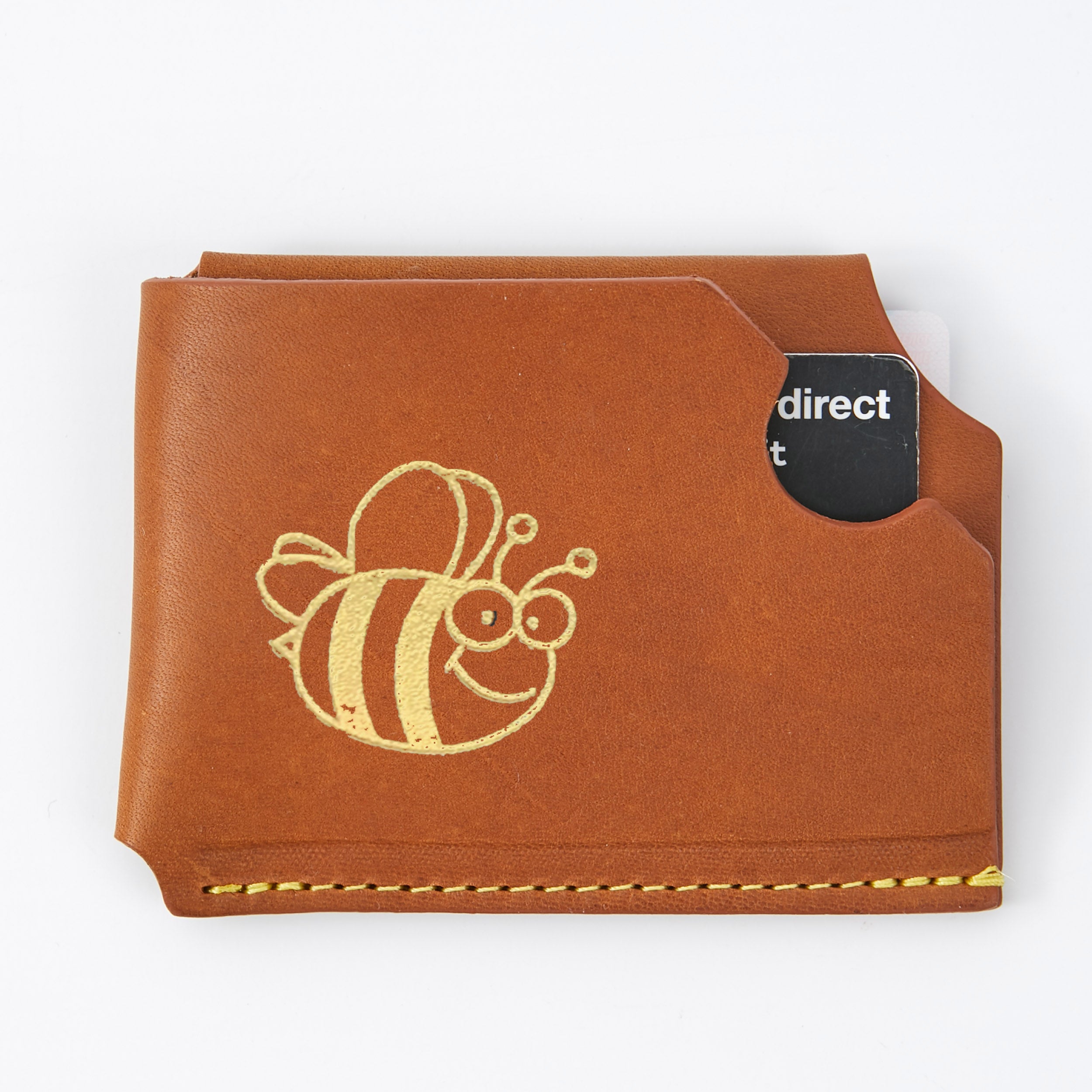 Honey and Toast Mens leather wallet Ted cardholder tan with personalisation