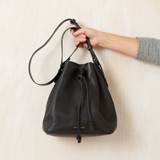 Honey and Toast women's leather handbag Anna bucket bag black