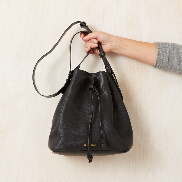 Honey and Toast women's leather handbag Anna bucket bag black