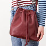 Honey and Toast women's leather handbag Anna bucket bag damson SAMPLE SALE