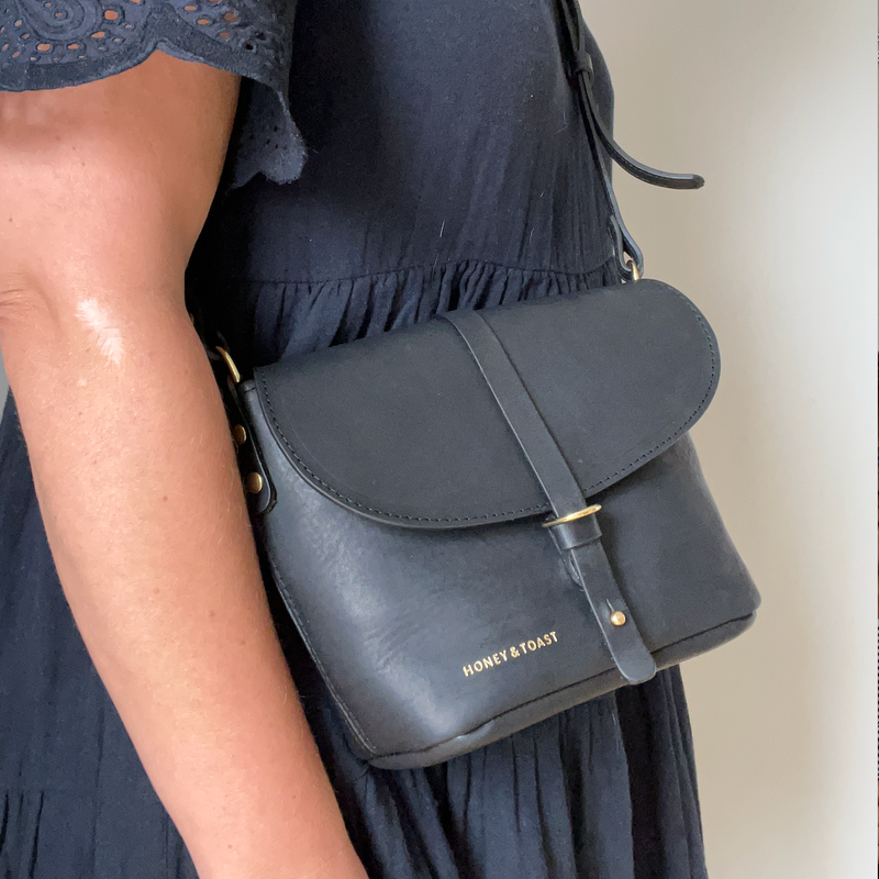 Honey and Toast women's leather handbag Audrey bag black
