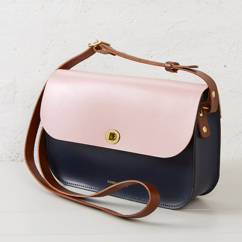 Eddie shoulder bag calamine pink navy tan Honey Toast