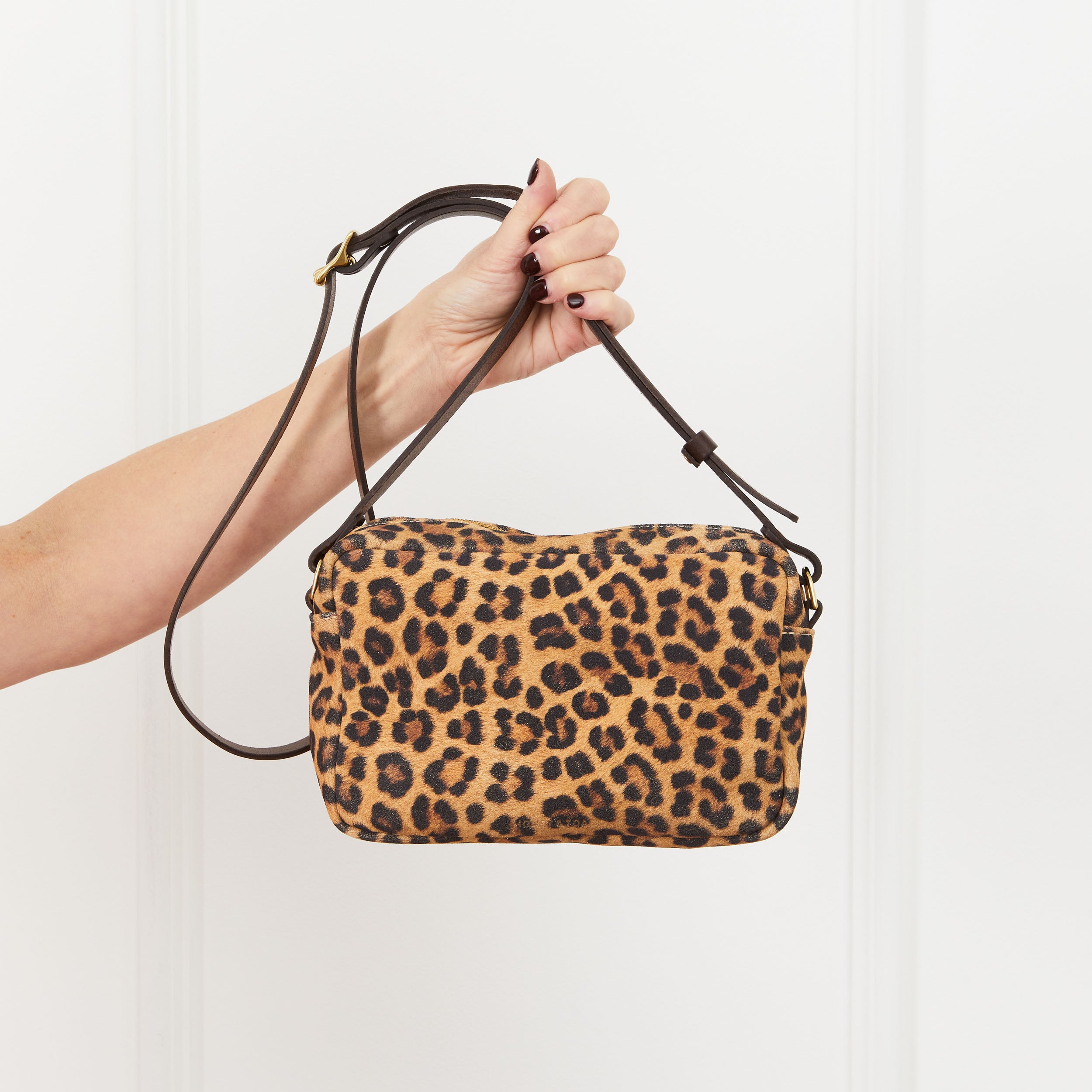 Honey and Toast women's leather handbag Katie zip camera bag leopard