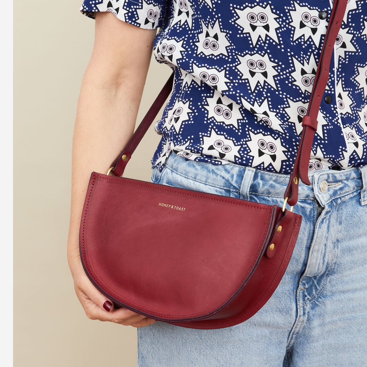 Raspberry Moon Half Large half moon bag raspberry
