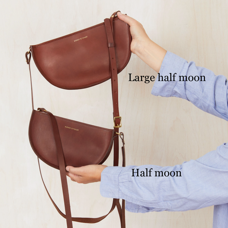 Honey and Toast women's leather handbag Large half moon bag raspberry SHIPPING OCTOBER 7th