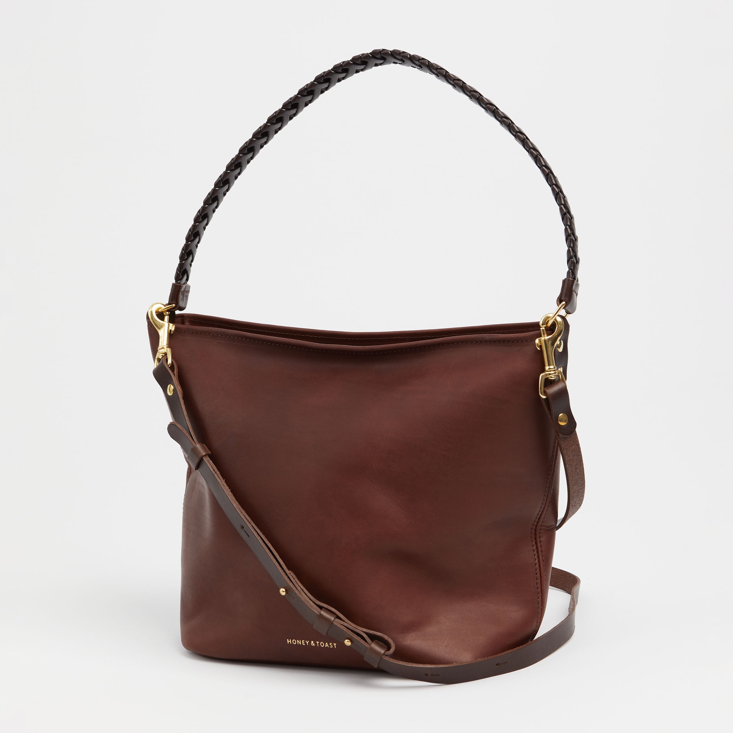 Honey and Toast women's leather handbag Libby hobo shoulder bag conker