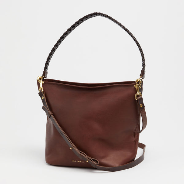 Honey and Toast women's leather handbag Libby hobo shoulder bag conker