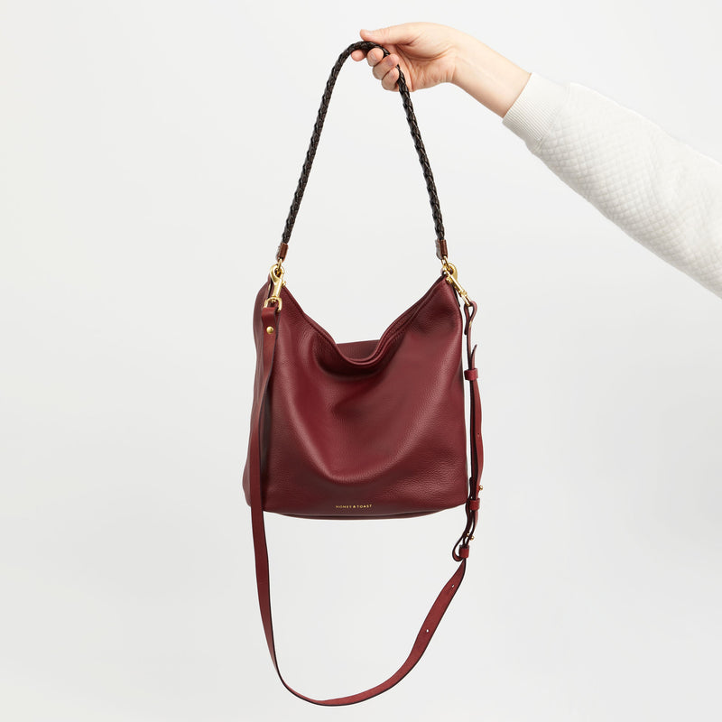 Honey and Toast women's leather handbag Libby hobo shoulder bag damson