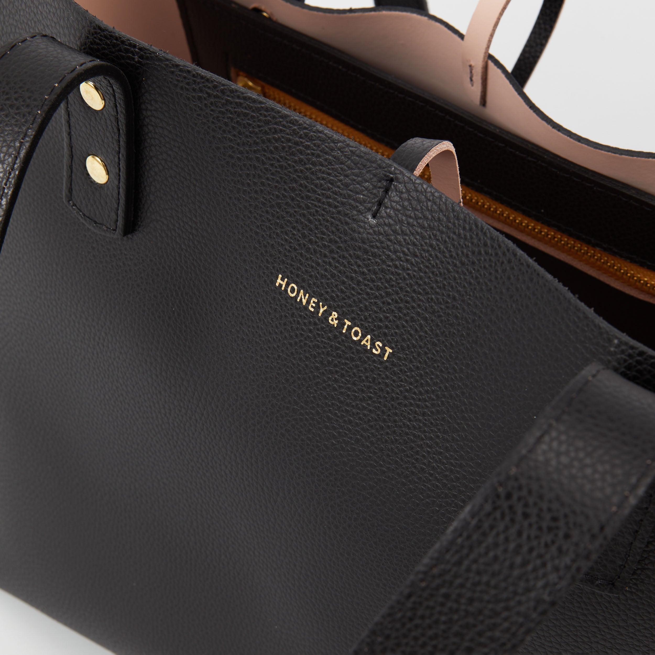 Honey and Toast women's leather handbag Russet tote bag black and pink