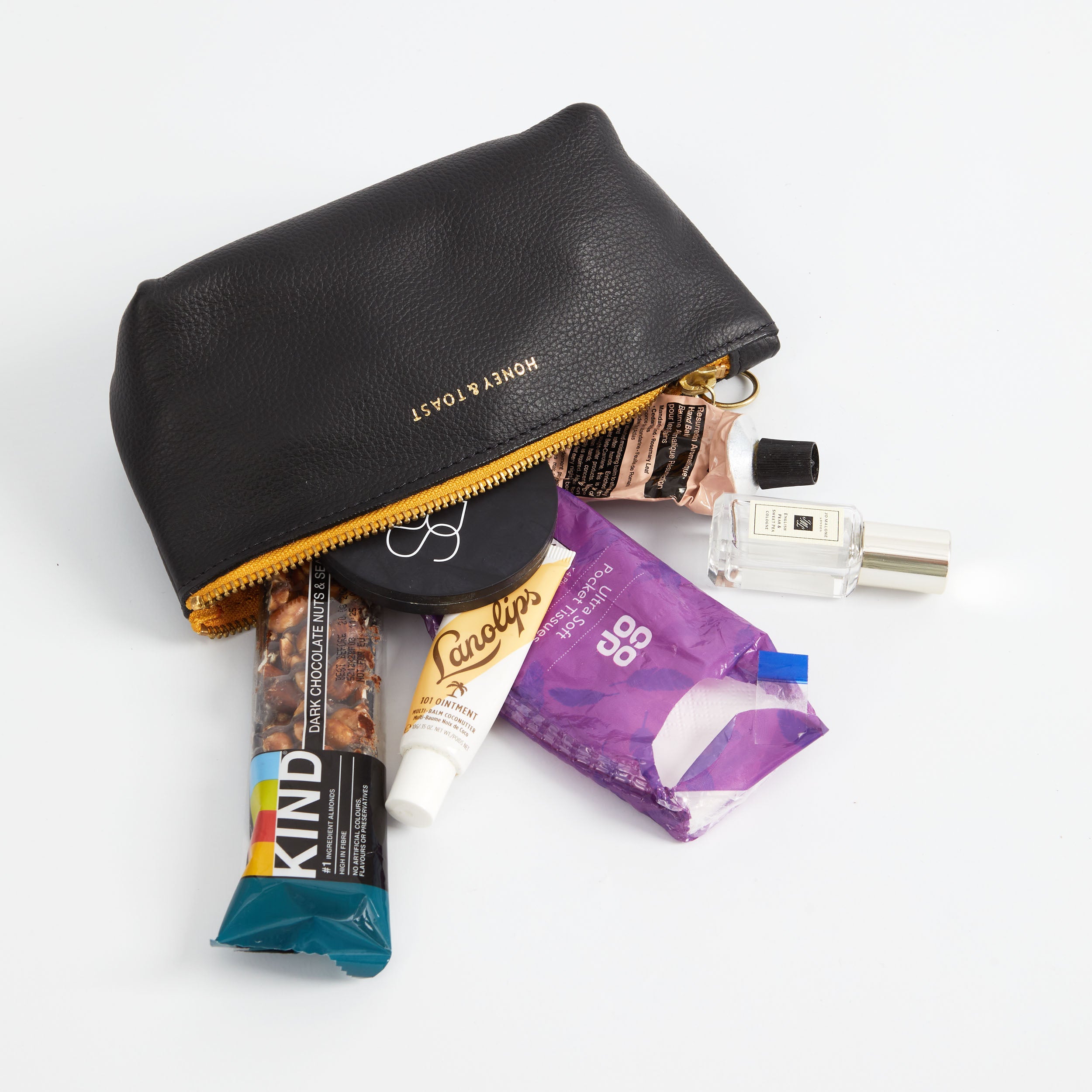 Honey and Toast women's leather purse Cora zipped case black