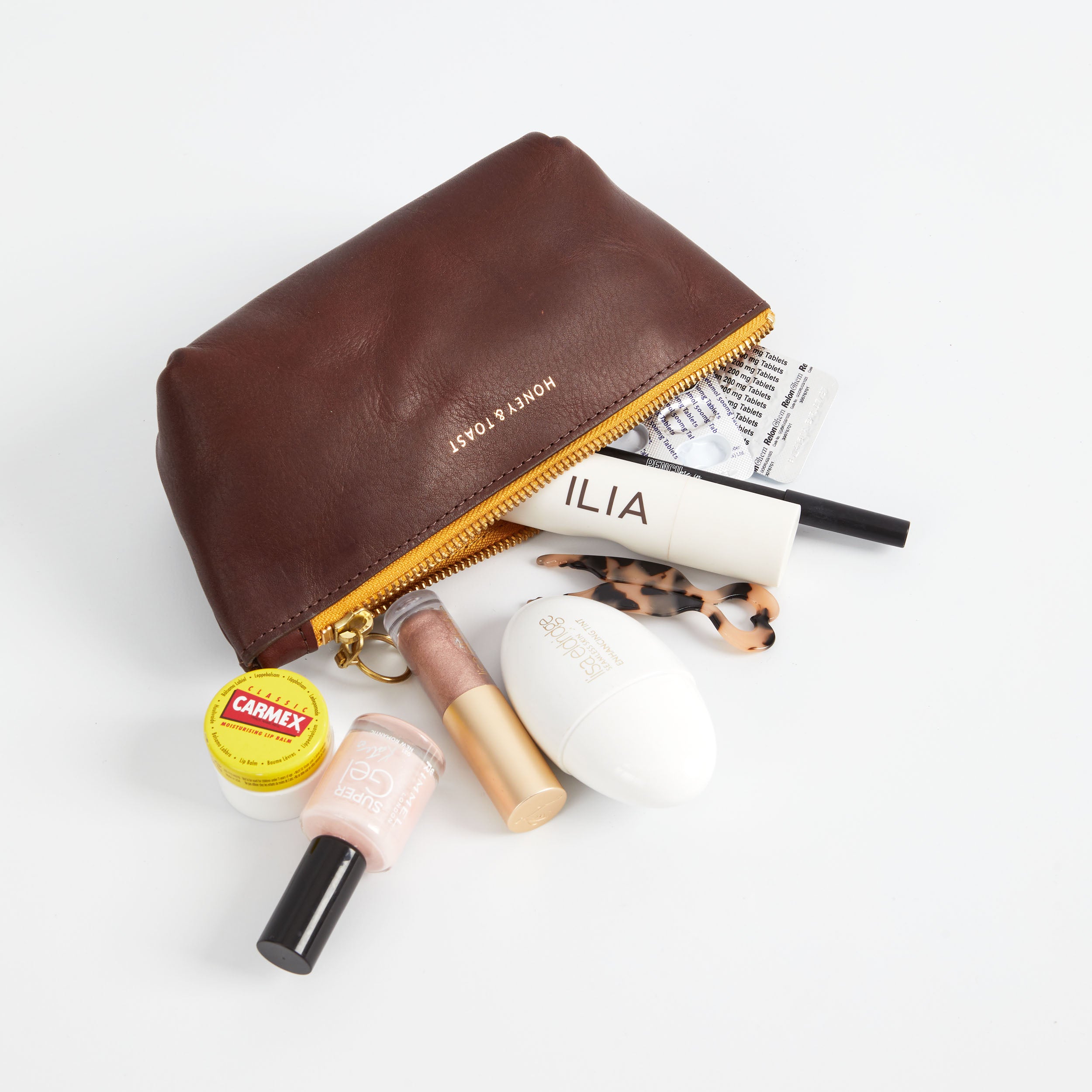 Honey and Toast women's leather purse Cora zipped case conker