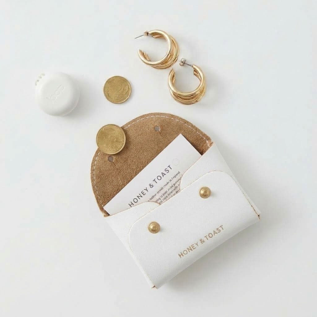 Honey and Toast women's leather purse Jester card holder chalk white