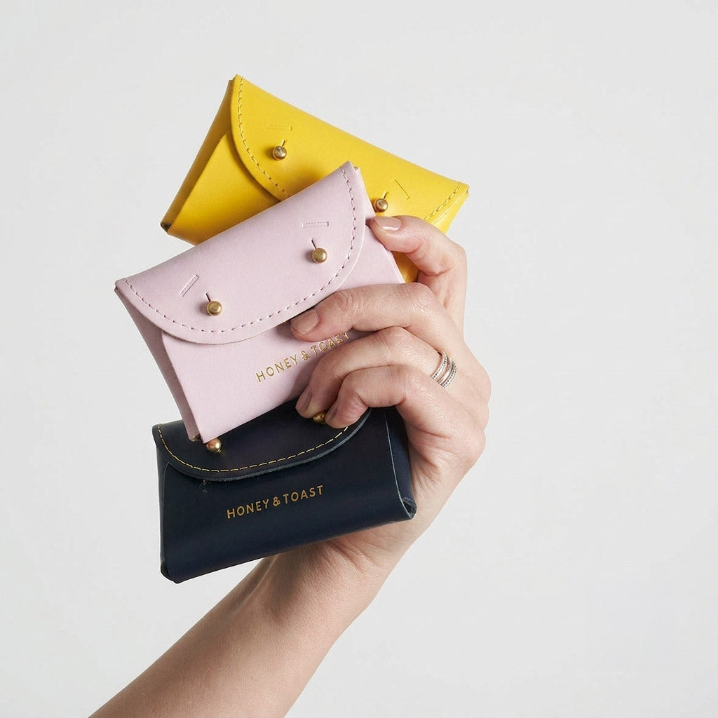 Honey and Toast women's leather purse Jester card holder sun yellow