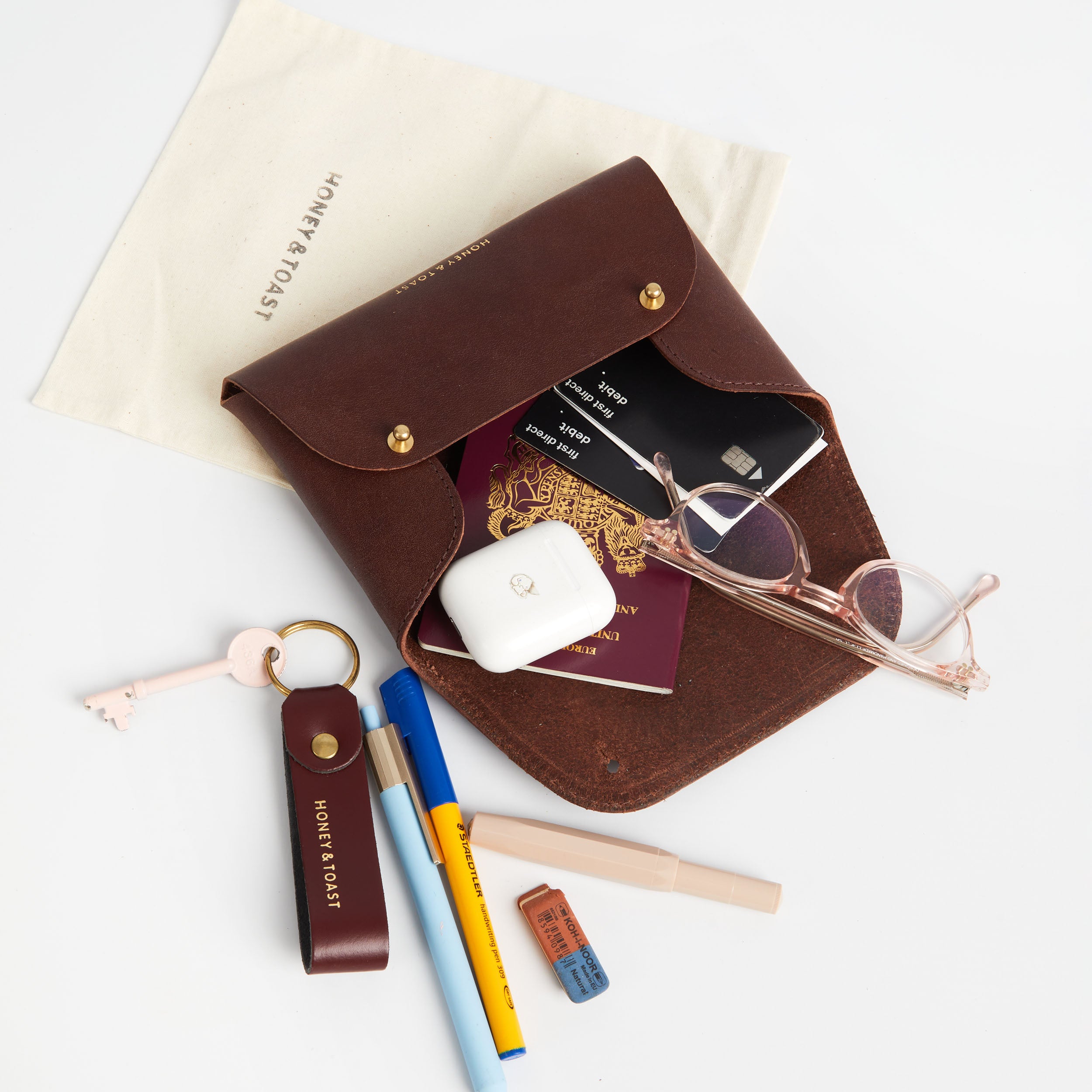 Honey and Toast women's leather purse Jester organiser conker
